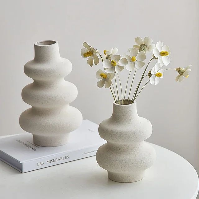 Vaso cerâmico do estilo nórdico para a decoração home, potenciômetro de flor branca, decora... | Aliexpress BR (BR)