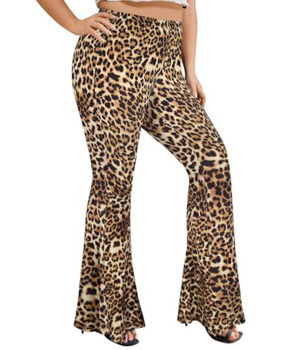 TIYOMI Plus Size Women's Leopard Flared High Waist Ankle Leggings 2X Full Length Workout Fall Pants 2XL 18W 20W | Amazon (US)