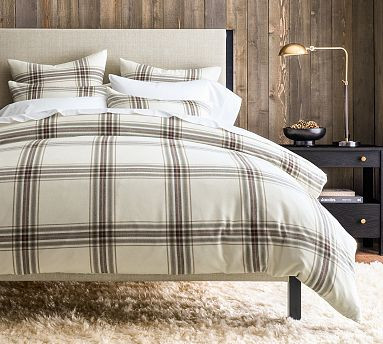 Logan Plaid Organic Cotton Flannel Duvet Cover | Pottery Barn (US)