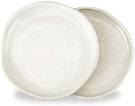 roro Ceramic Stoneware White Hand-Molded Glossy Appetizer and Snack Plates, 7 Inch Pair of 2 | Amazon (US)