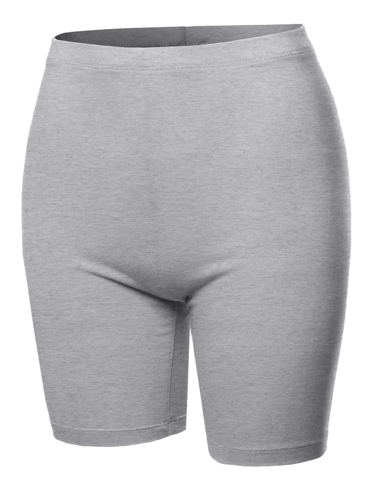 A2Y Women's Basic Solid Premium Cotton Mid Thigh High Rise Biker Bermuda Shorts Heather Grey M - ... | Walmart (US)