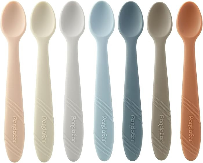 PandaEar 7 Pack Silicone Baby Feeding Spoons, First Stage Training Spoon Infant Utensils Feeding ... | Amazon (US)