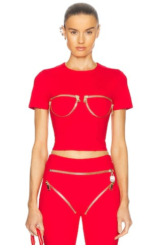 Zipper Cup Bustier T-Shirt | FWRD 