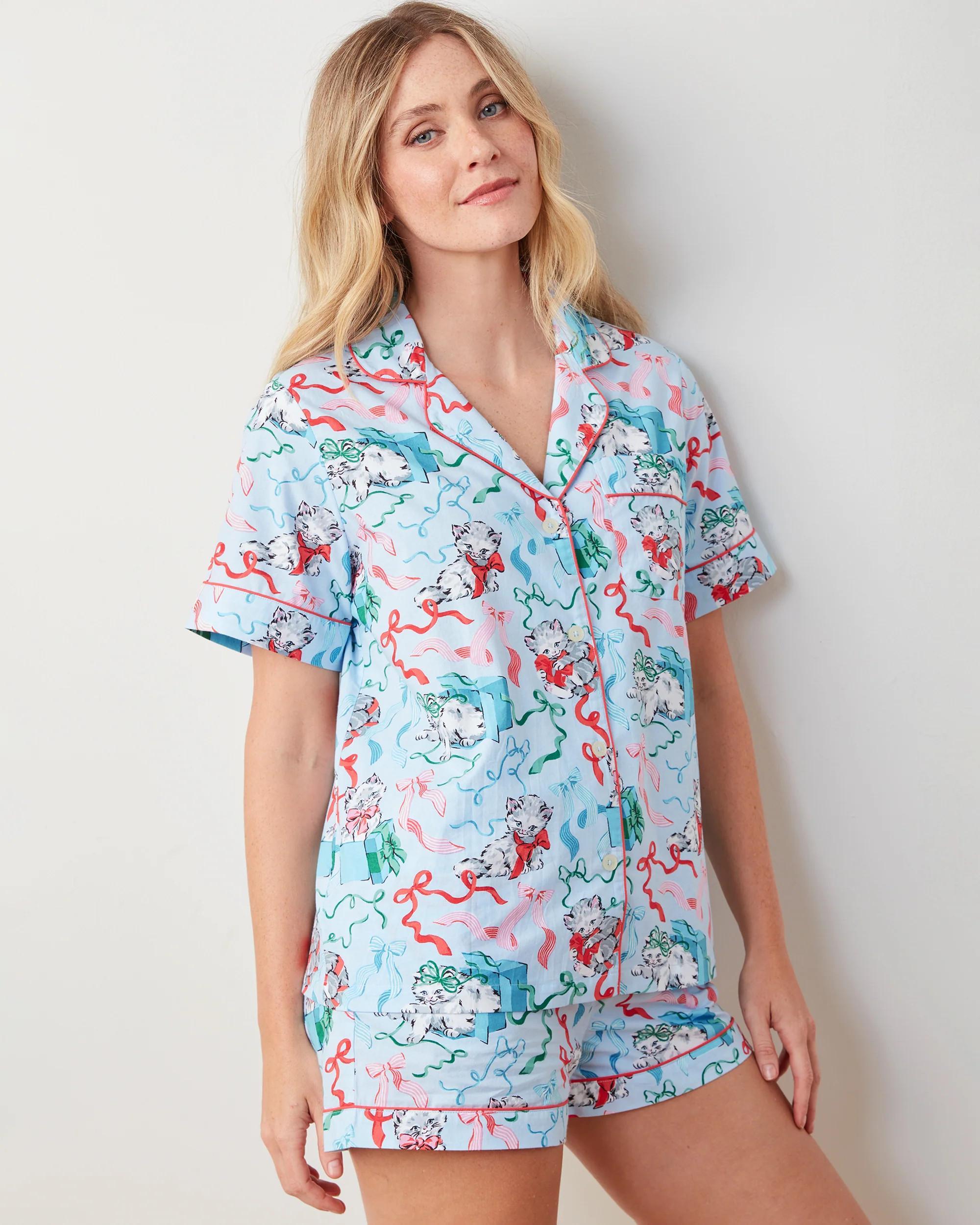 PF x The Hiltons Wrapped Gifts - Short PJ Set - Baby Blue | Printfresh