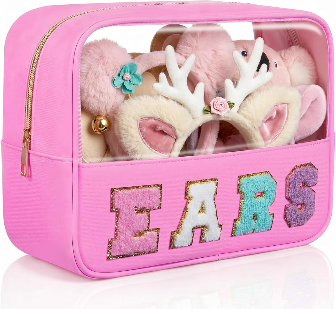 Hillban Mouse Ears Bag Chenille Letter Patch Headband Ears Holder Travel Case Hair Accessories Tr... | Amazon (US)