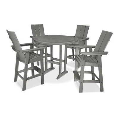 POLYWOOD Modern Curveback Adirondack 5-Piece Nautical Trestle Bar Set | Wayfair North America