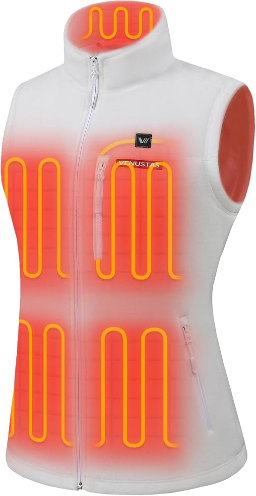 Venustas Women's Heated Fleece Vest with 6 Heating Zones, Ladies' Lightweight Recycled Fleece Ele... | Amazon (US)