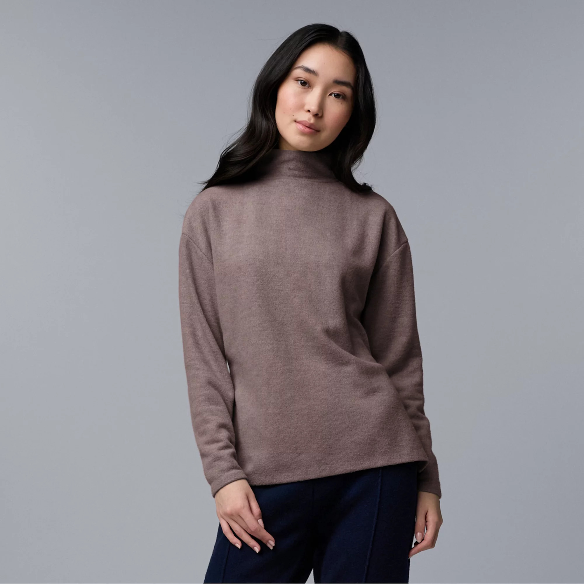 Women's Simply Vera Vera Wang Long Sleeve Turtleneck Brushed Knit Top | Kohl's