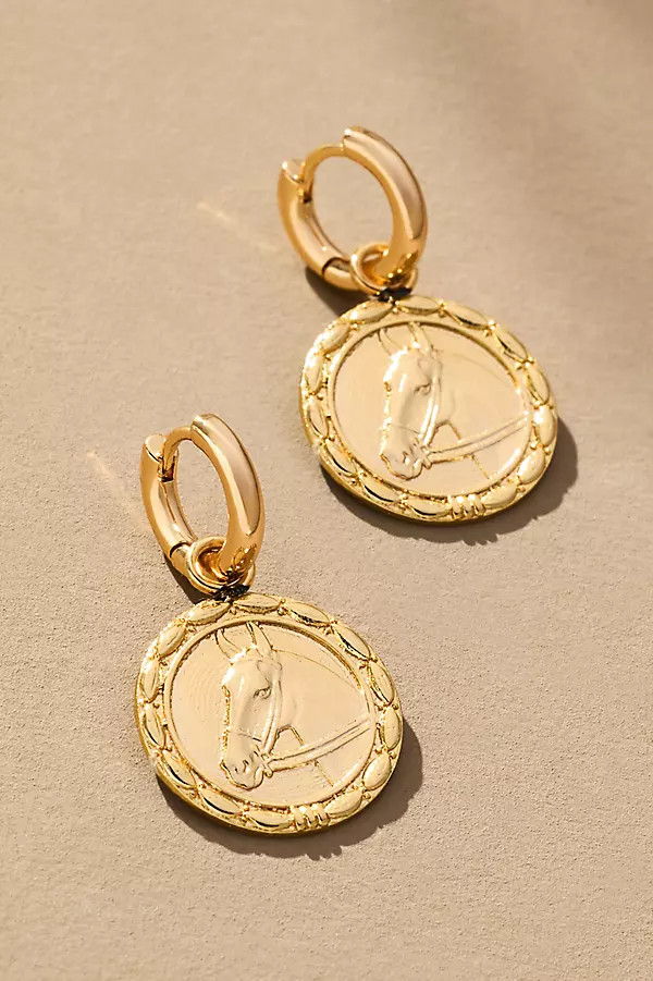 Horsing Around Charm Huggie Hoop Earrings | Anthropologie (US)