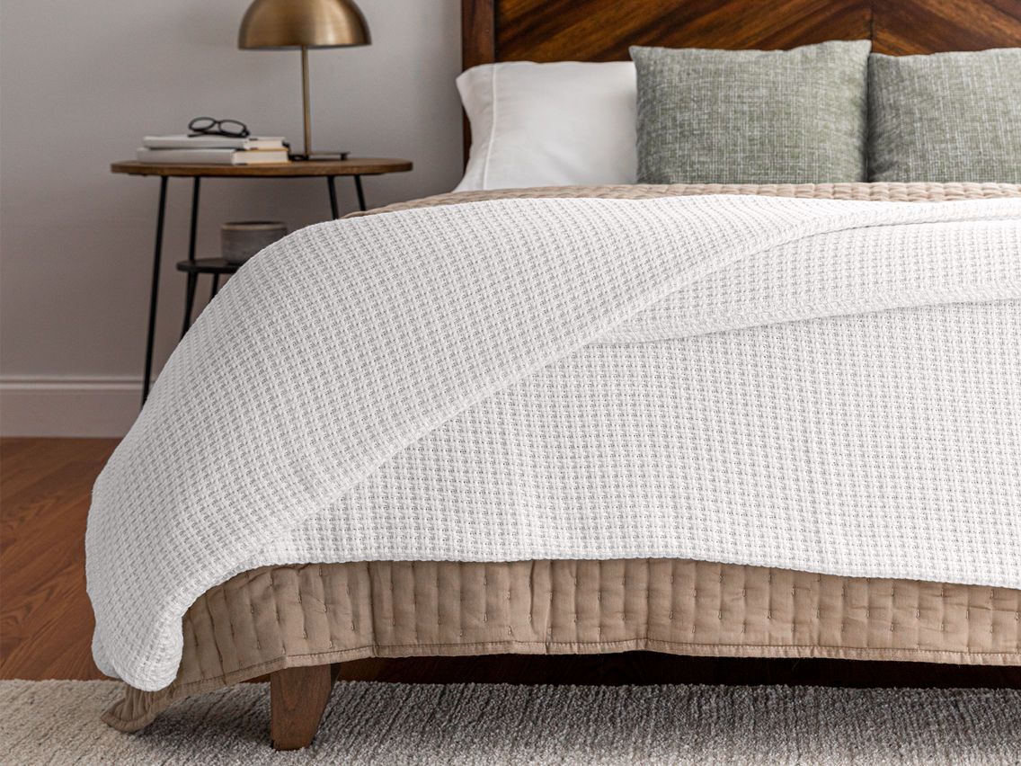 LuxLiving Basketweave Cotton Blanket | Mattress Firm | Mattress Firm
