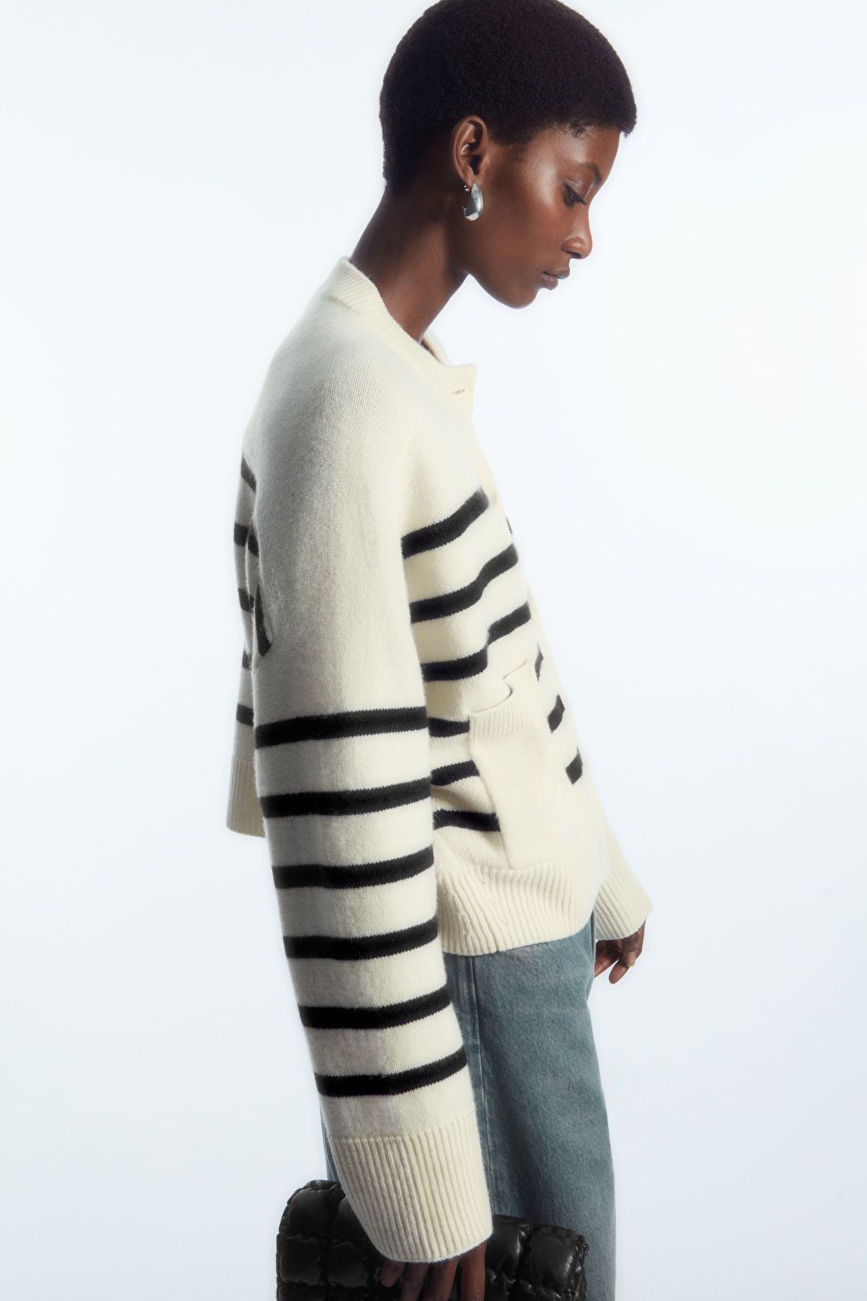 WOOL CREW-NECK CARDIGAN - WHITE / STRIPED - Knitwear - COS | COS (US)