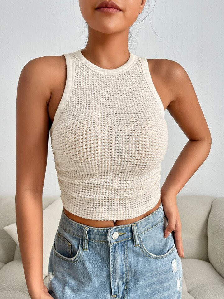 SHEIN EZwear Solid Ruched Tank Top | SHEIN