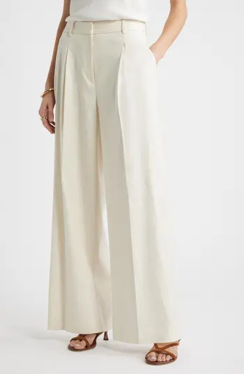 Pleated Linen Blend Wide Leg Pants | Nordstrom