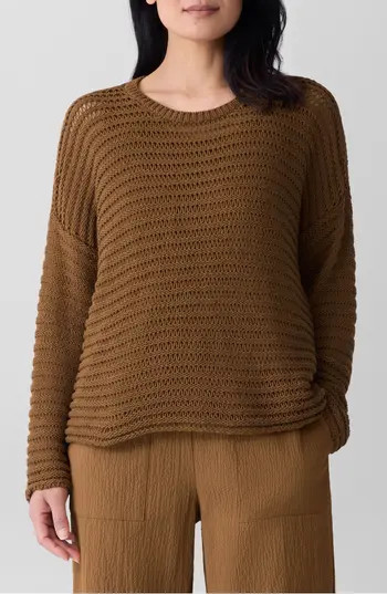 Eileen Fisher Crewneck Oversize Organic Cotton Sweater in Bronze at Nordstrom Rack, Size Large | Nordstrom Rack