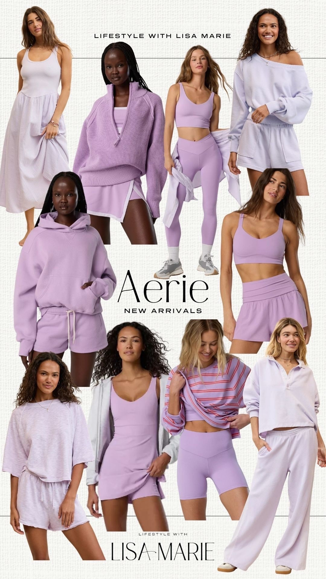 Aerie new arrivals for spring. Lilac and lavender spring outfits. Bright workout clothes. Spring break outfits. Lightweight sweaters. Matching sets. Vacation dresses. Spring athletic sets. Matching comfy sets. 

#LTKPetite #LTKActive #LTKTravel