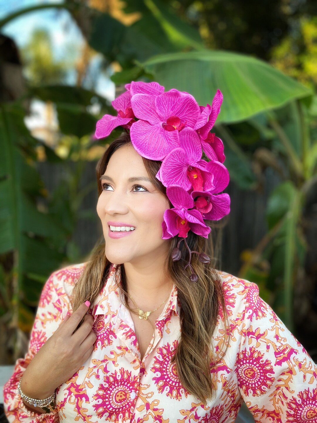 Orchid hair, hot pink fascinator, floral headpiece, orchid hat, orchid headband, orchid fascinato... | Etsy (US)