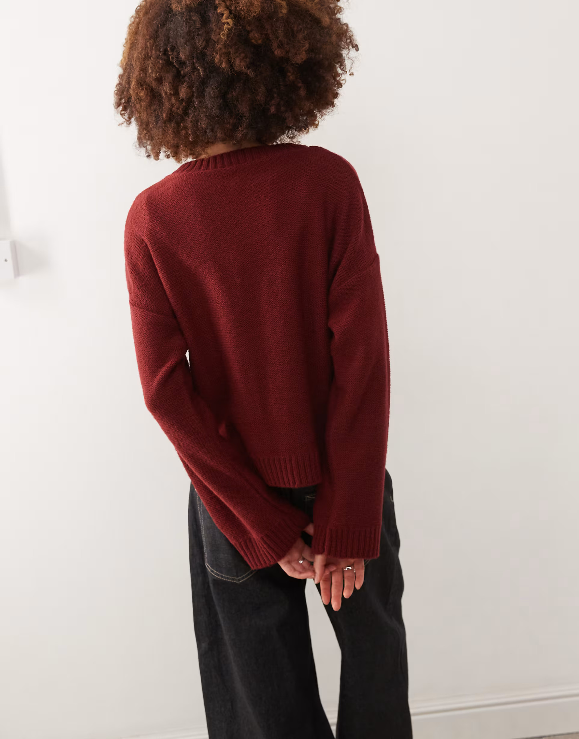 Reclaimed Vintage tie front cardigan in burgundy | ASOS (Global)