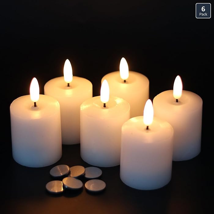 GenSwin Flameless Pillar Candles Flickering with Timer, Battery Operated Real Wax LED Votive 3D W... | Amazon (US)