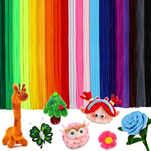 200 Pcs Pipe Cleaners, 20 Colors Creative Chenille Stems Pipe Cleaners Craft, Fuzzy Pipe Cleaners Bulk for Crafts, DIY Pipe Cleaner for Home Arts and Crafts Decorations Supplies | Amazon (US)