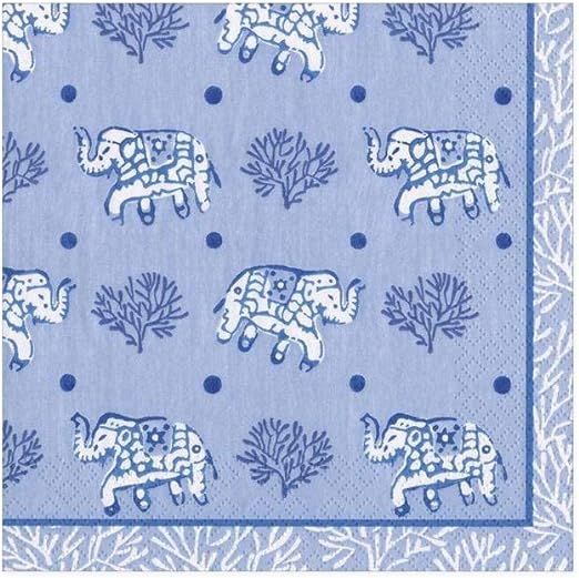 Caspari Batik Elephants Paper Cocktail Napkins in Blue - Two Packs of 20 | Amazon (US)