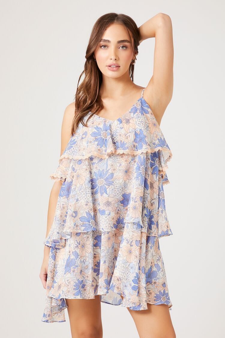 Floral Tiered Flounce Mini Dress | Forever 21