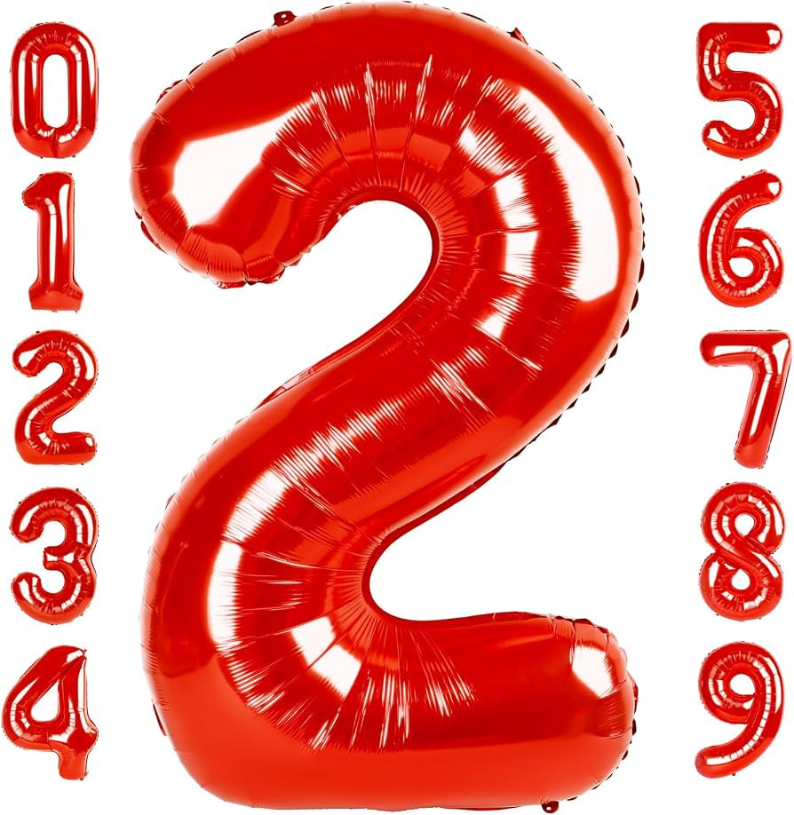2 Numbers Balloon 40 Inch Red Two Balloon Number Birthday Decor, 2nd 12 21st Party Celebration De... | Amazon (US)