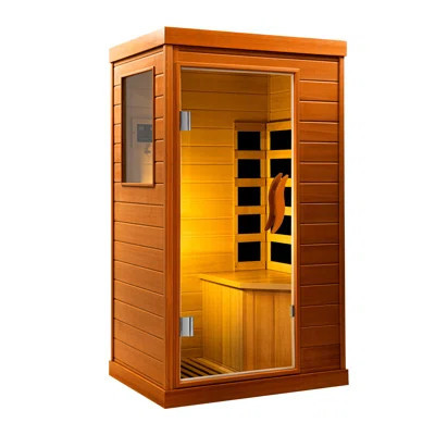 Homemiyn Far Infrared Wood Sauna Box ,Traditional Sauna Room Indoor Home Spa Low-Emf Dry Saunas Single Person Spa Canada Hemlock,Nature | Wayfair North America
