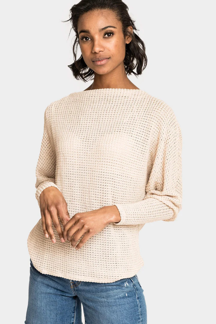Slouchy Off Shoulder Open Stitch Sweater | Gibson