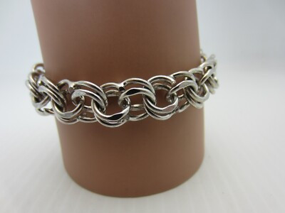 Sterling Silver Double Cable Link Charm Bracelet 12 mm. 8 inches | eBay | eBay US