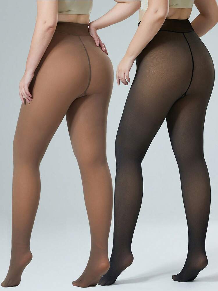 1Pair Tights Thickened Thermal Pantyhose Stockings For Women, High Elasticity, Translucent, High Waist Tights, For Autumn And Winter, Cozy | SHEIN