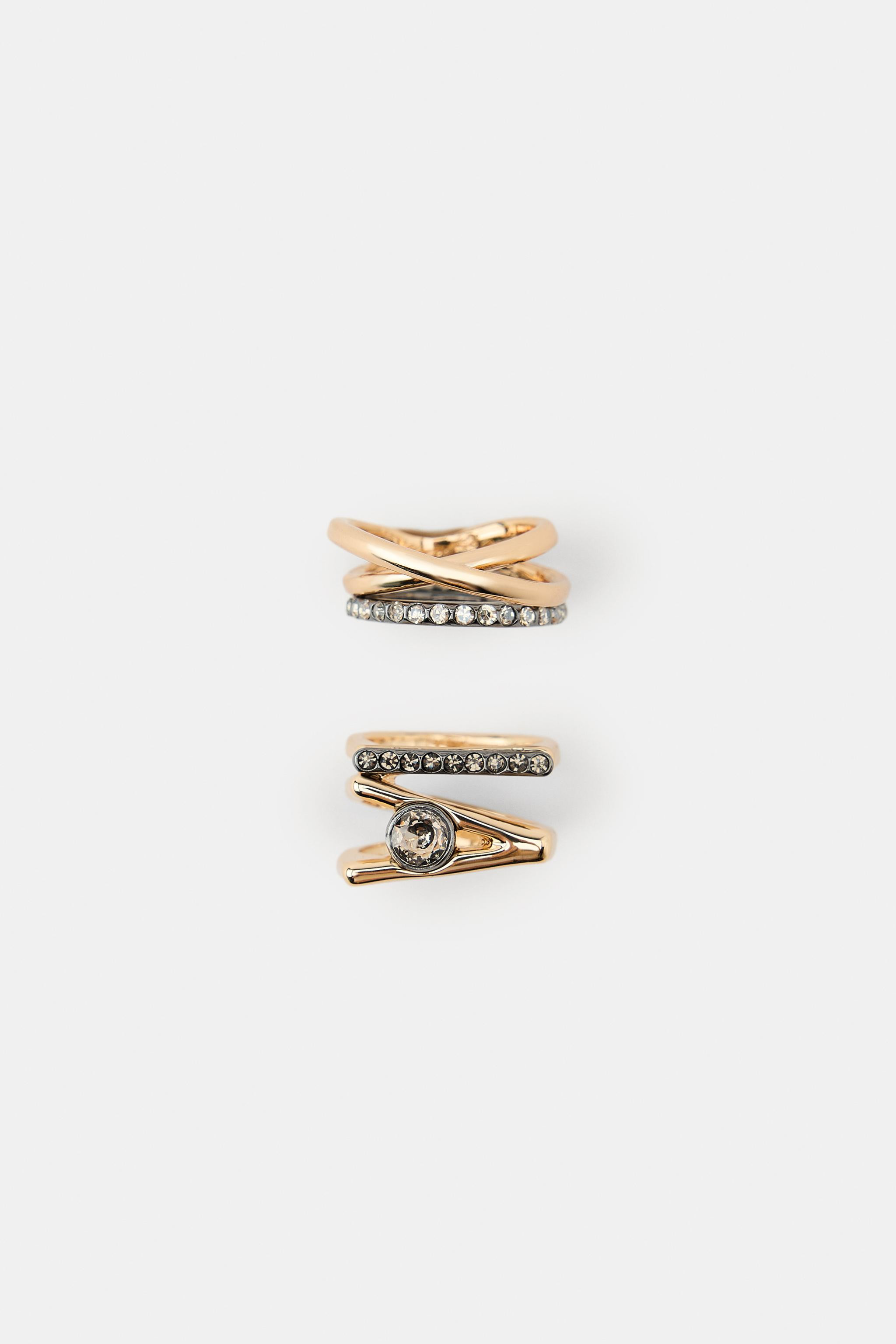PACK OF 2 COMBINED SPARKLY JEWEL RINGS | Zara US