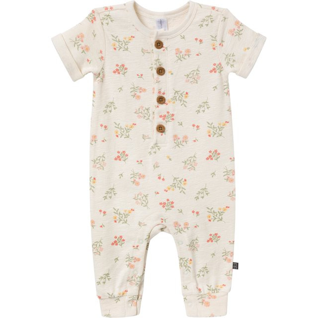 Modern Moments by Gerber Gender Neutral Short Sleeve Henley Romper, Sizes 0/3 Months - 24 Months | Walmart (US)