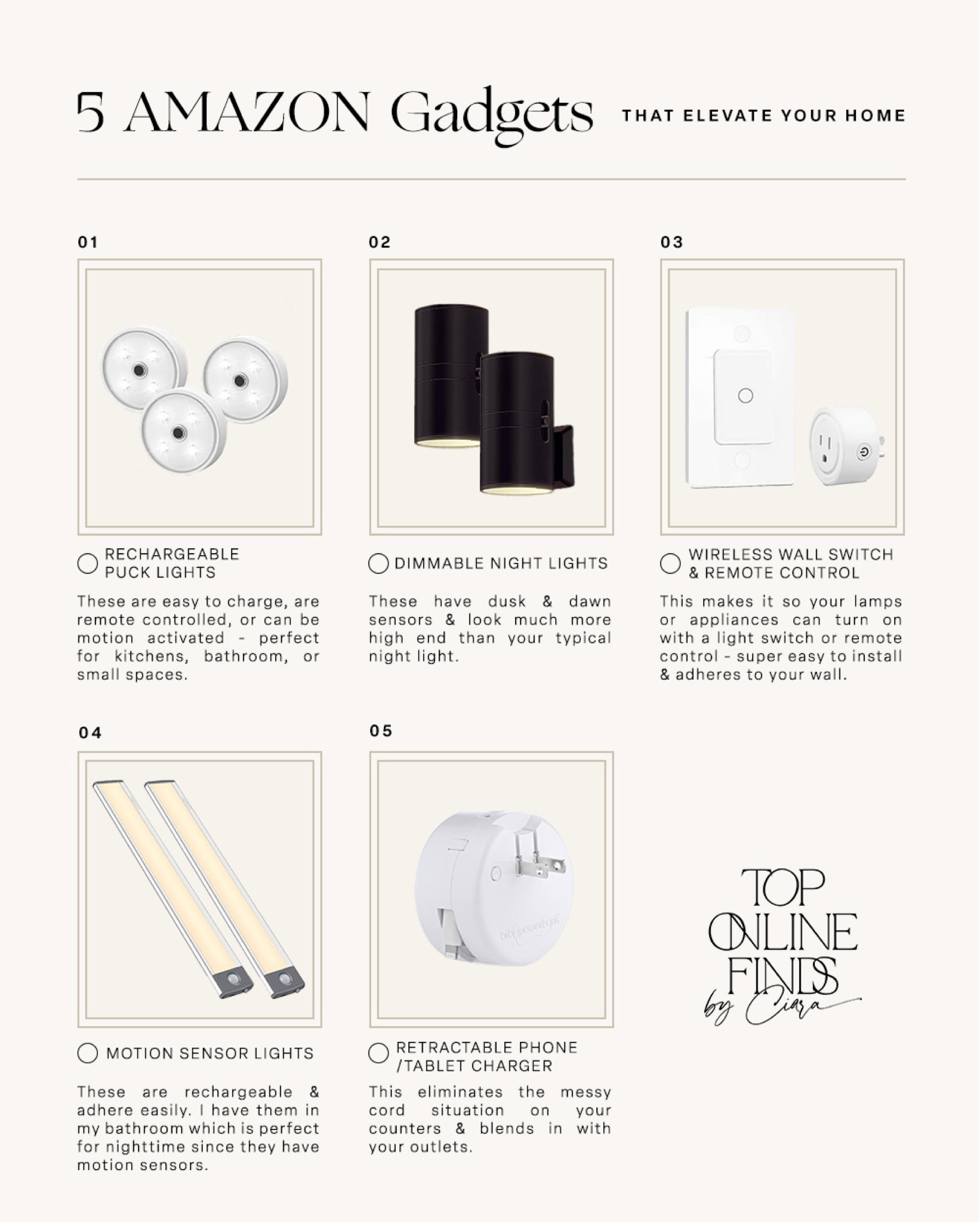 5 Amazon gadgets that elevate your home ✨

Amazon, tech, home gadget, home decor, easy ways to elevate your home, lighting 

#LTKhome #LTKfindsunder50 #LTKfindsunder100