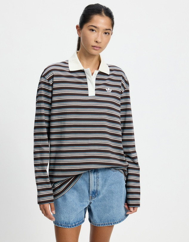 Striped Oversized Long Sleeve Polo | THE ICONIC (AU & NZ)