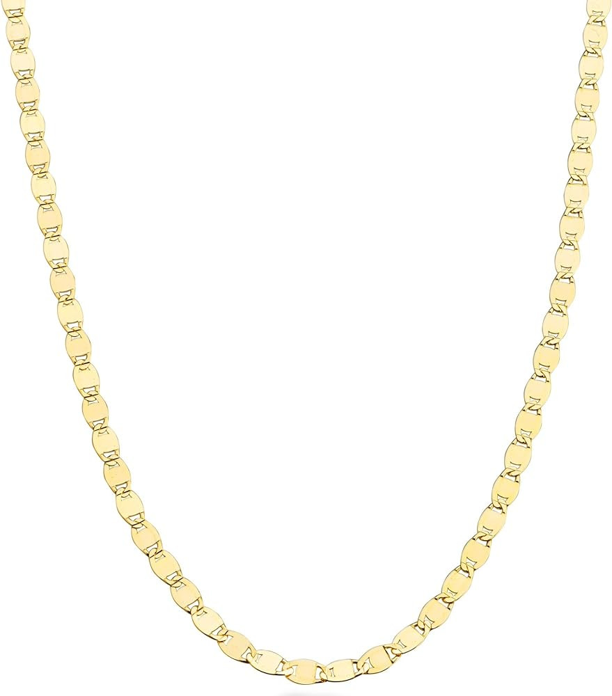 Italian 18K Gold Over 925 Sterling Silver Sparkle Mirror Link Chain Necklace for Women, Made in I... | Amazon (US)