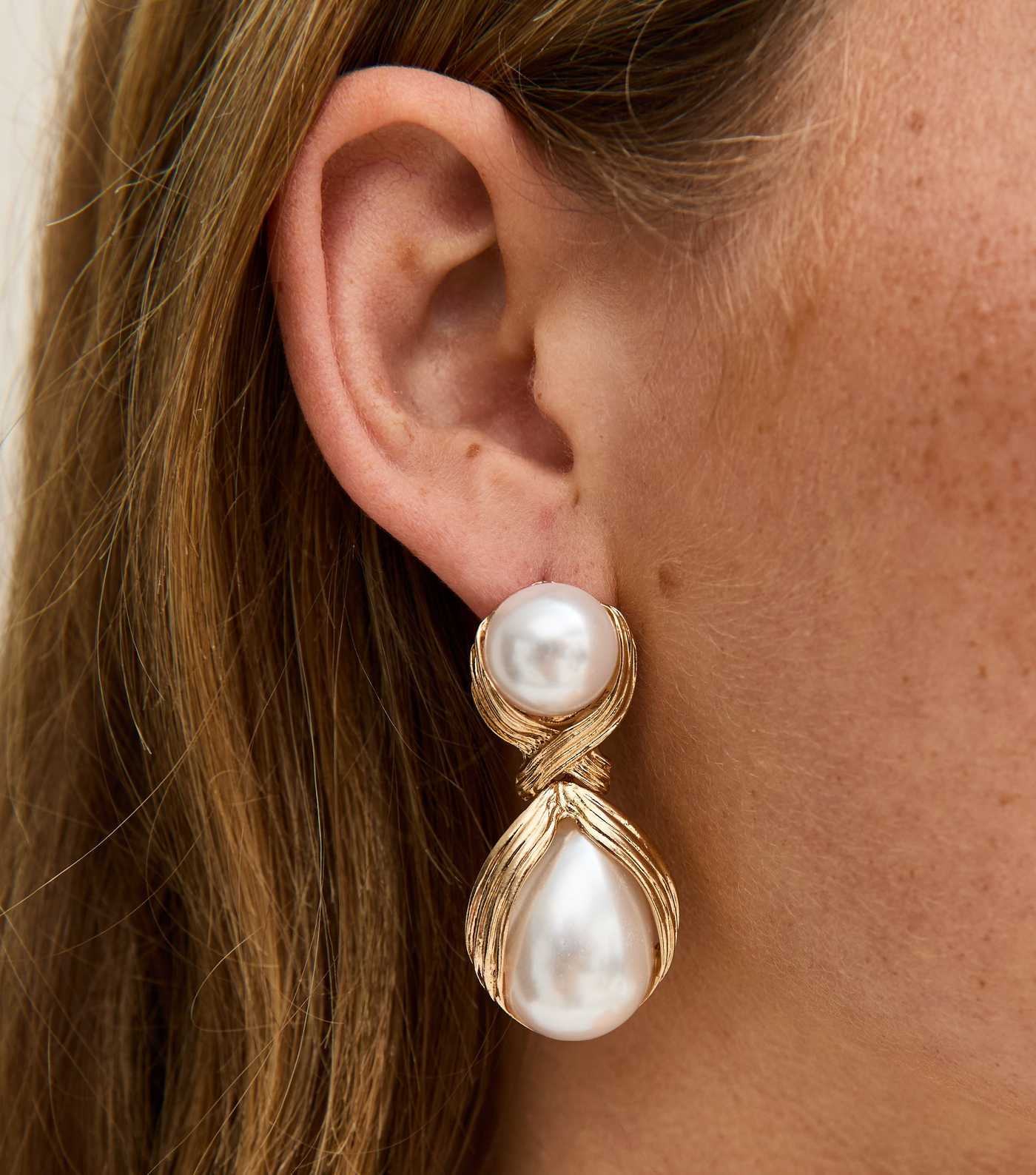 Gold Tone Vintage Look Faux Pearl Teardrop Earrings | New Look | New Look (UK)