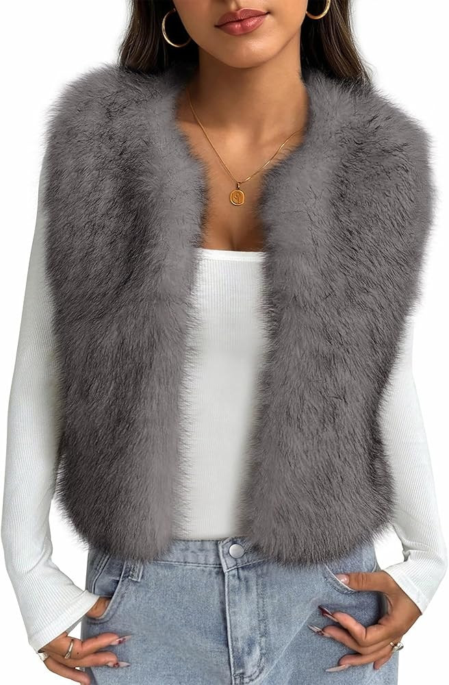 BTFBM Faux Fur Vest Women Fall Fashion 2025 Sleeveless Fuzzy Jacket Fluffy Coats Winter Clothing ... | Amazon (US)