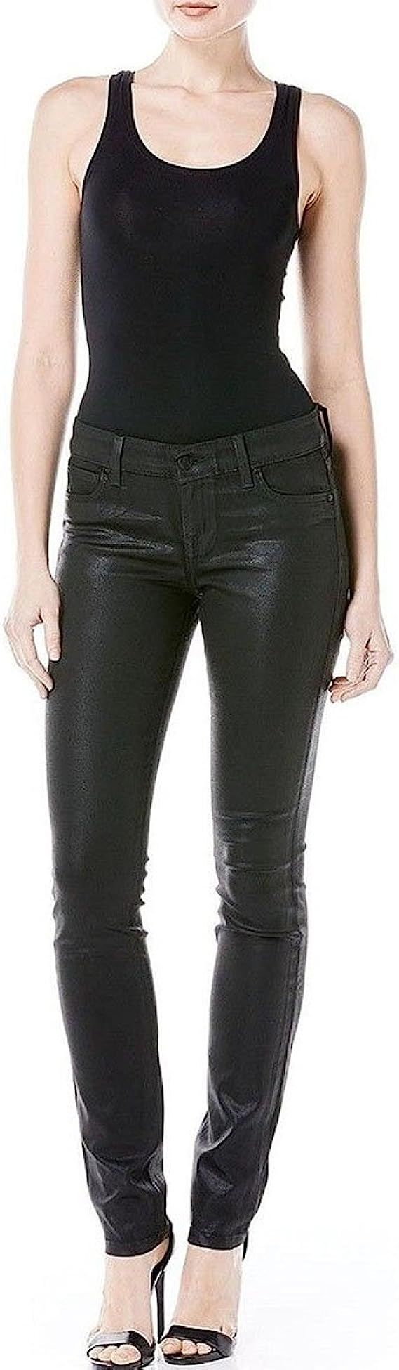Level 99 Women's Stretch Mid Rise Coated Skinny Jeans. Size: 32/14. Color Black. | Amazon (US)