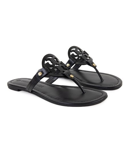 Tory Burch Black Miller Leather Sandal - Women | Best Price and Reviews | Zulily | Zulily