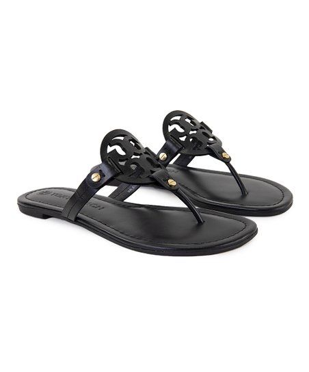 Black Miller Leather Sandal - Women | Zulily