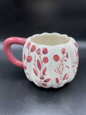 Anthropologie Floral Pumpkin Mug Cup Wine Stoneware 20 oz New  | eBay | eBay US