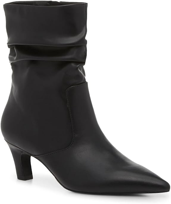 Coutgo Women's Slouchy Ankle Boots Low Kitten Heel Pointed Toe Booties Side Zipper Fall Shoes | Amazon (US)
