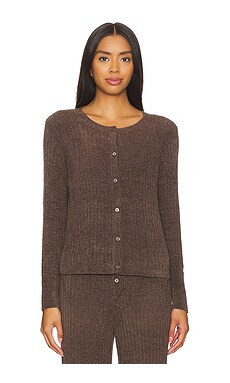 Barefoot Dreams CozyChic Ultra Light Ribbed Button Cardigan in Java from Revolve.com | Revolve Clothing (Global)