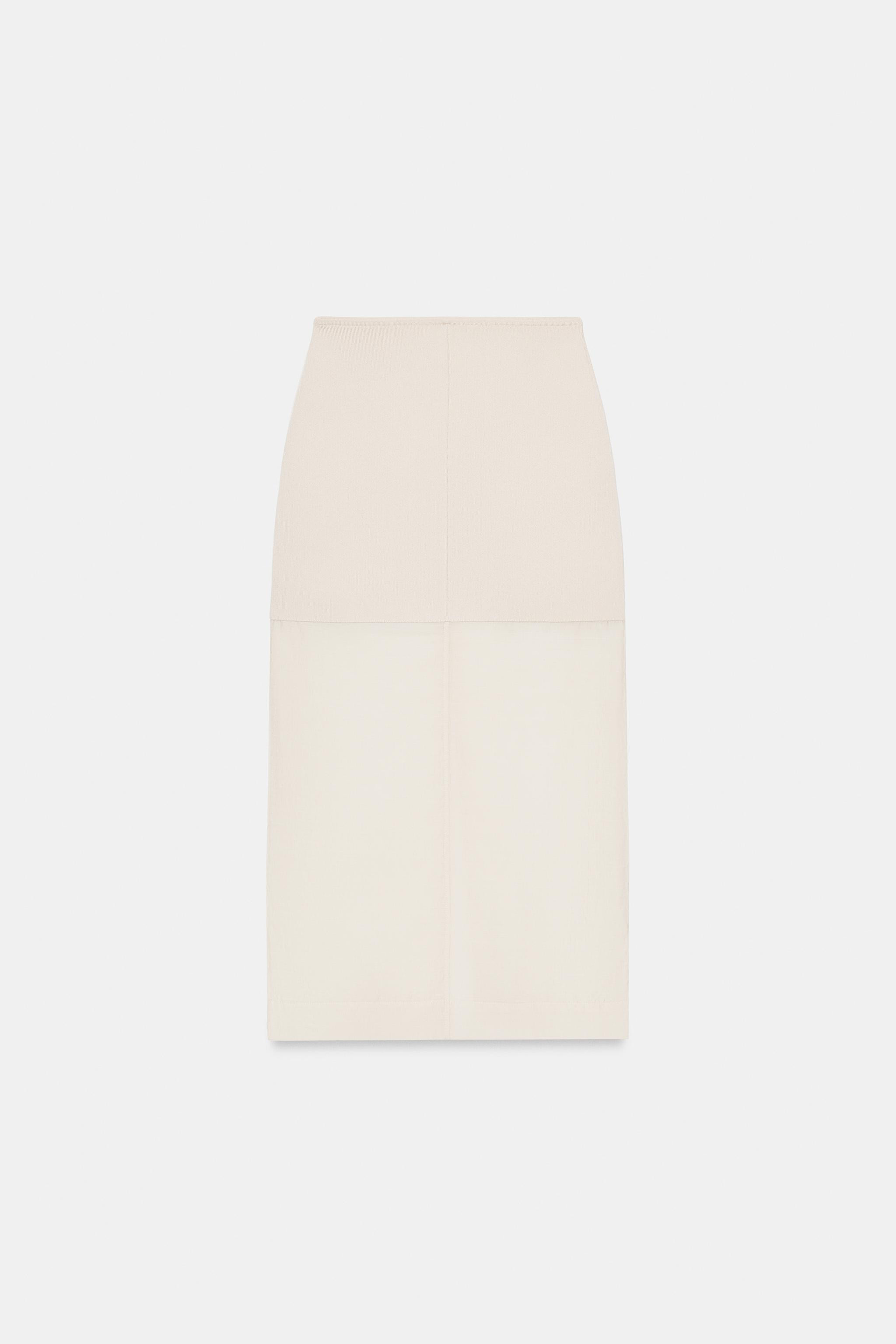 CONTRASTING KNIT PENCIL SKIRT | Zara US