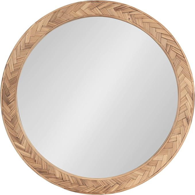 Kate and Laurel Braywood Modern Pieced Wood Round Mirror, 24 Inch Diameter, Rustic Brown, Decorat... | Amazon (US)
