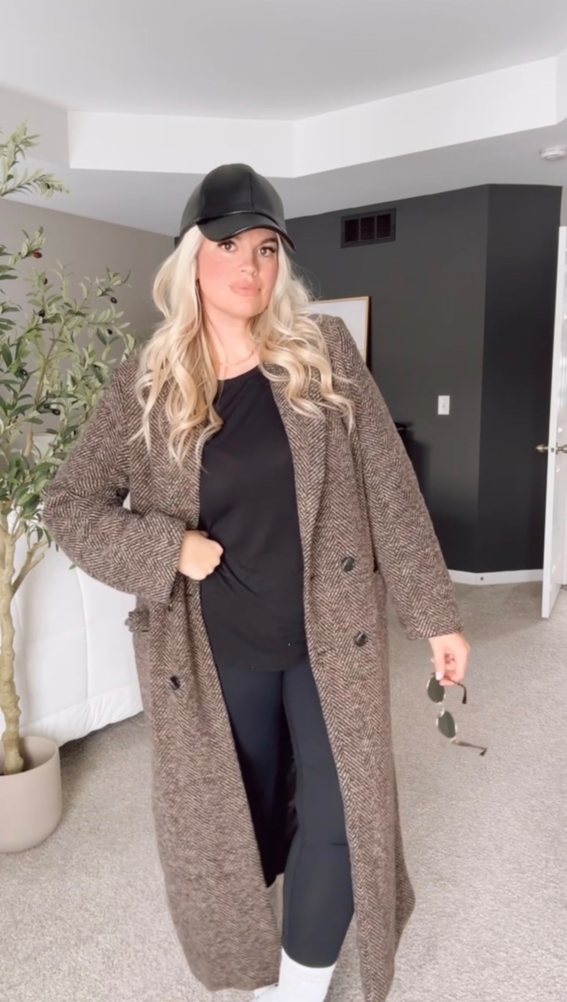 Casual mom on the go outfit! Athleisure with a structured menswear coat and hat is the perfect way to look put together without trying. 

#LTKootd #LTKOver40 #LTKmomlife