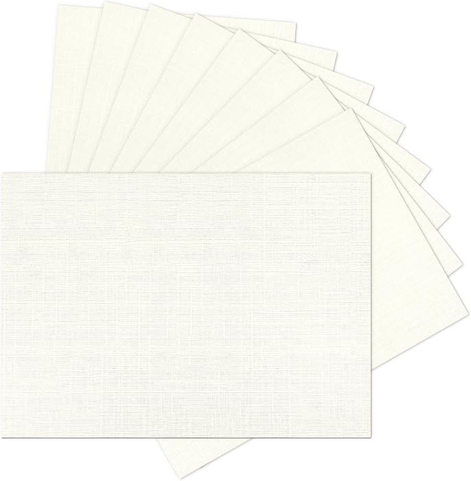 5x7 Ivory Linen Paper Textured Cardstock, Goefun Light Cream Wedding Invitation Cardstock 80 lb L... | Amazon (US)