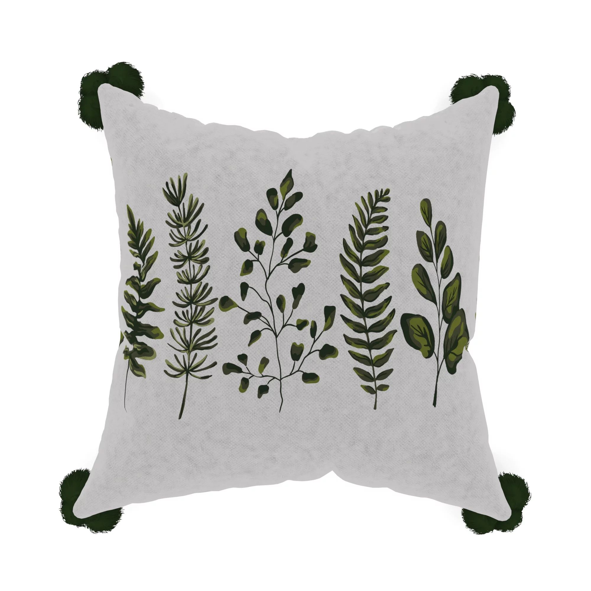 Decorative Throw Pillow Cover, 18” x 18”, Green and Ivory, Combination of Embroidered and Pri... | Walmart (US)