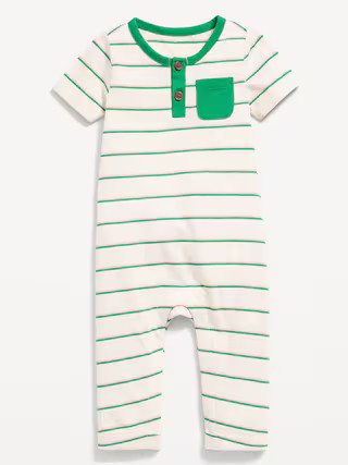 Short-Sleeve Jersey-Knit Henley One-Piece for Baby | Old Navy (US)