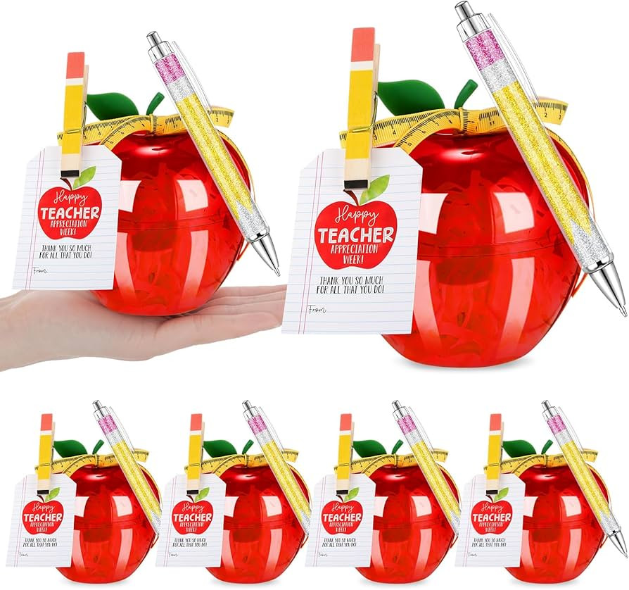 Gueevin 6 Sets Large Red Apple Container Teacher Appreciation Gifts Bulk, Teacher Gifts Card Hold... | Amazon (US)